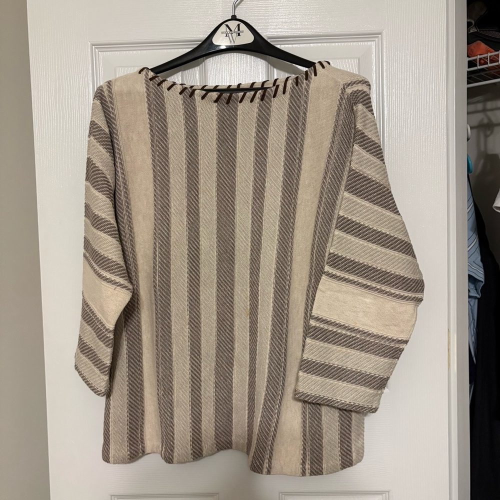 Chaps Beige and Brown Striped Women's Sweater